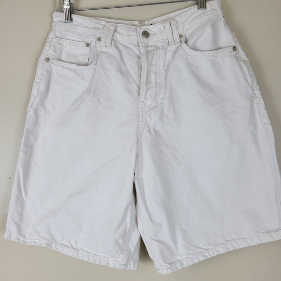 We The Free Pants - We The Free Free People White Denim‎ High Rise Bermuda Shorts Button Fly Size 29